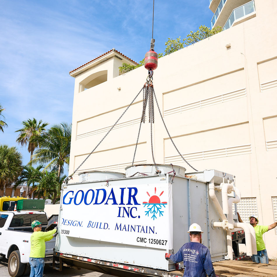 Good Air commercial equipment installation by crane